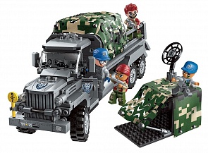 Конструктор – Военный грузовик, с фигурками, 386 деталей (Enlighten Brick, BRICK1727 (12))